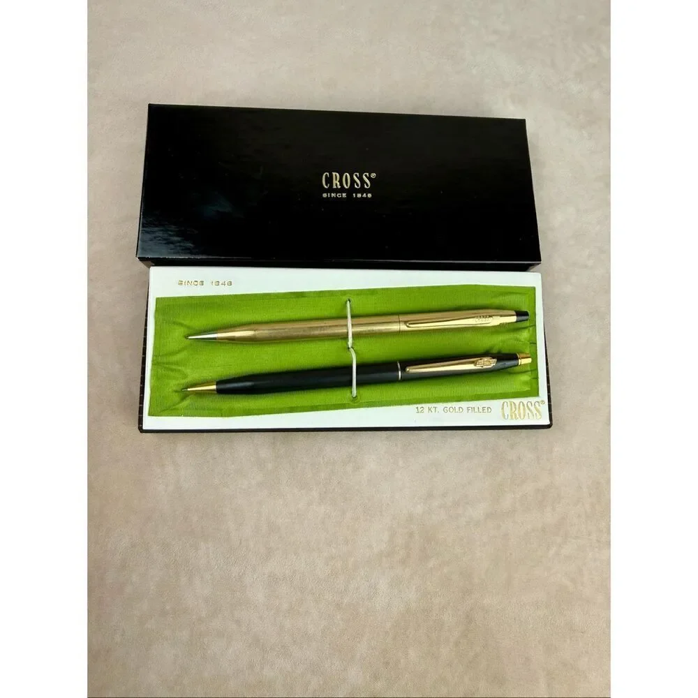 Vintage Cross 12KT Gold Pencil + Cross Chevy Pencil Set with Box READ